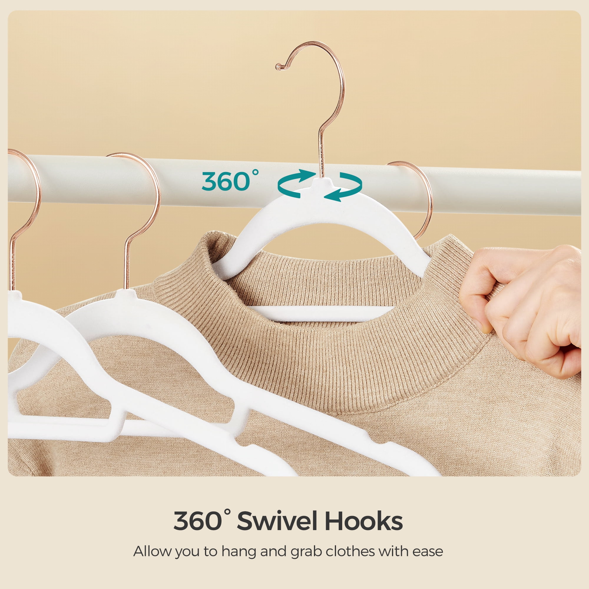 50 Pack Velvet Hangers Clothes Hanger with Swivel Hook Non-Slip for Coat Shirt Dress Pants Tie Cloud White