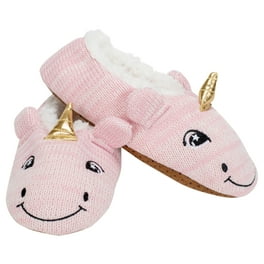 Pink fuzzy slippers walmart best sale