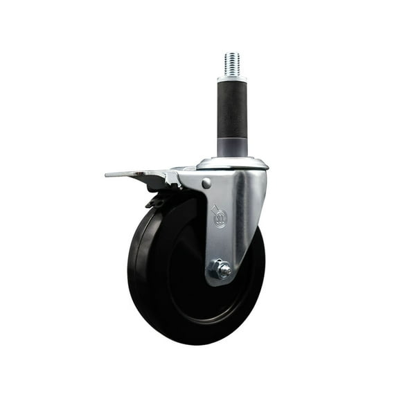 5 Inch Soft Rubber Swivel 1 Inch Expanding Stem Caster Total Lock Brake SCC