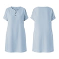thumbnail image 4 of Blmnix Striped Dress Woman Dress Shift with Pockets Button Down Dress Blue Mini Crew Neck Short Sleeve Adaptable Dresses for Women Casual XXL, 4 of 7