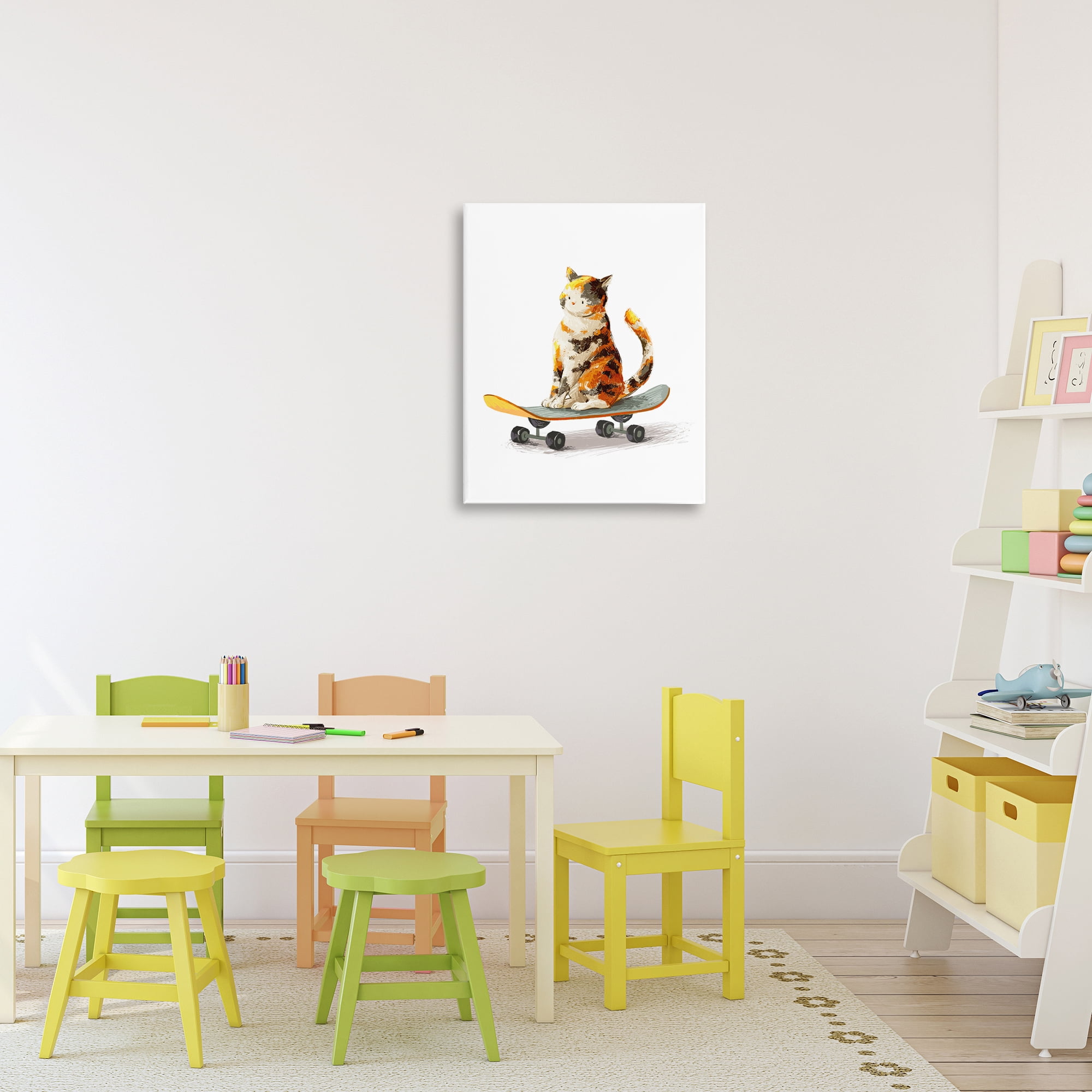 Stupell Industries Calico Cat on a Skateboard Canvas Wall Art, design by Ziwei Li
