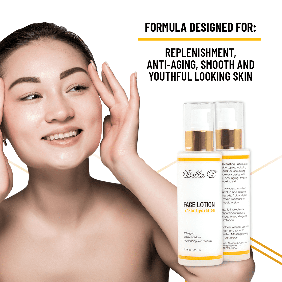 BELLA B Face Lotion 3.4 oz Bottle - Facial Glow - Pregnancy Skin Care - Pregnancy Face Moisturizer - Pregnancy Safe - Healthy Beauty - Natural Face Moisturizer - Natural Face Lotion