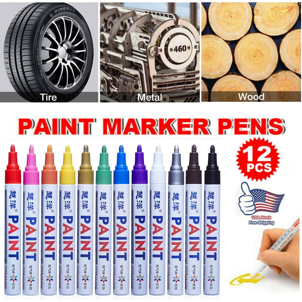 Waterproof Permanent Paint Marker Pen for Car Tyre Tire Tread Rubber Metal 