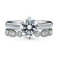thumbnail image 2 of BERRICLE Sterling Silver Milgrain Wedding Engagement Rings 2 Carat Cubic Zirconia CZ Solitaire Ring Set for Women, Rhodium Plated Size 7, 2 of 18