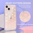 thumbnail image 2 of Case Compatible iPhone 14 Case, Clear Glitter Cute Laser Holographic Love Heart Pattern for Women Girls, Anti-Yellow Hard PC Protective Phone Cover for iPhone 14 6.1-inch 2022, Rainbow Heart, 2 of 14