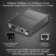 TRENDnet TFC-1000S60D3,1000Base-T to 1000Base-LX Dual Wavelength Single Mode SC Fiber (60 km)