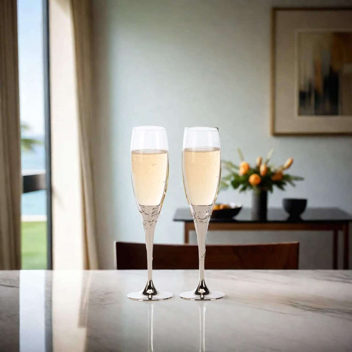 "Love" Toasting Flutes, Pair, 9.75" H