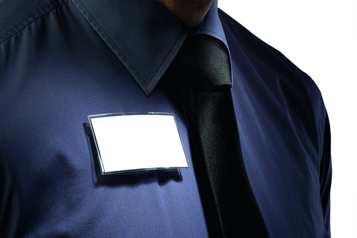 DURABLE Deluxe Convex Name Badge with Clip and Safety Pin, 1-9/16" x 2-15/16", Clear, Pack of 25 (812419)