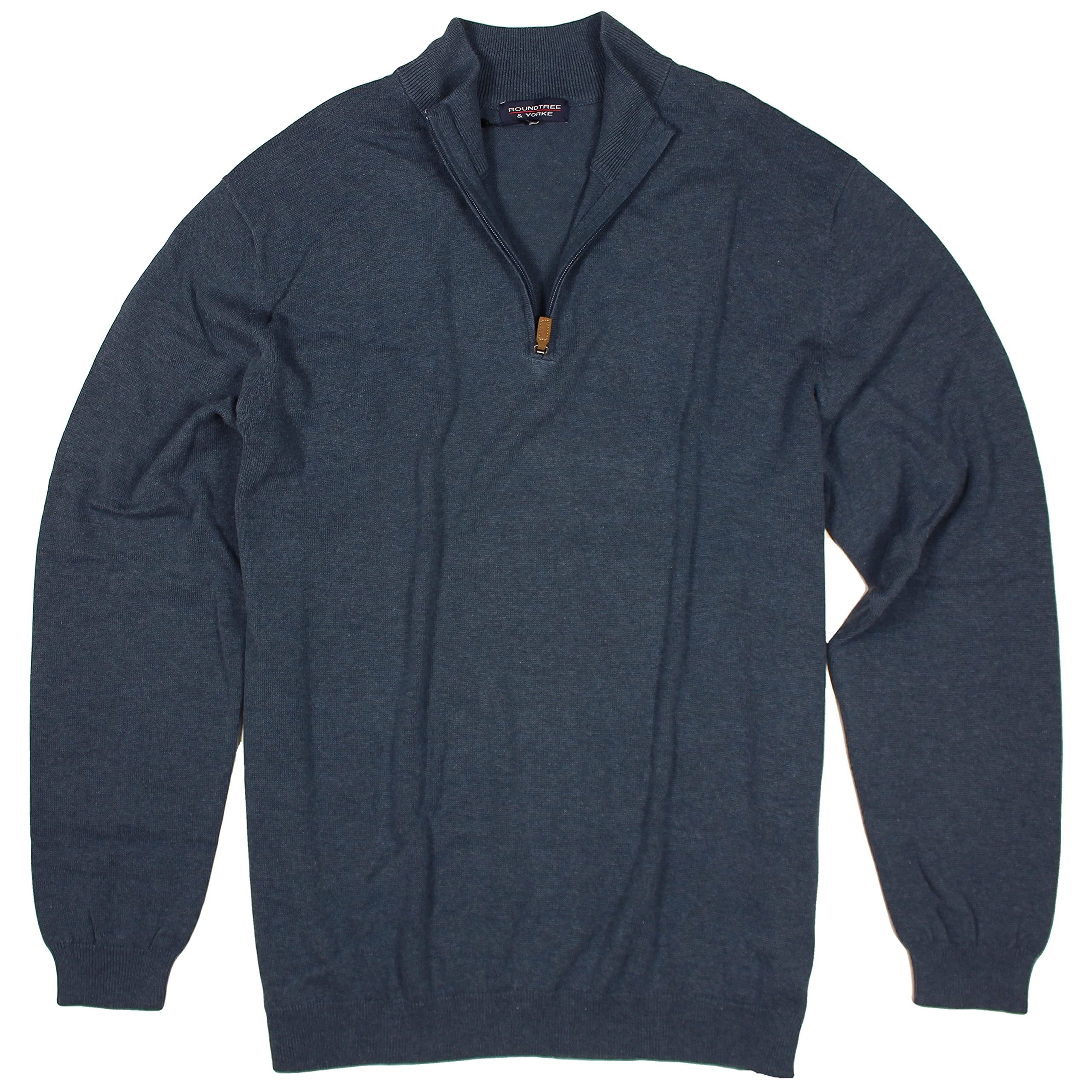 Roundtree u0026 Yorke Big u0026 Tall Quarter Zip Sweater Mock Neck Lightweight  Men's Pullover (Denim Heather, 3X-Large Tall) - Walmart.com