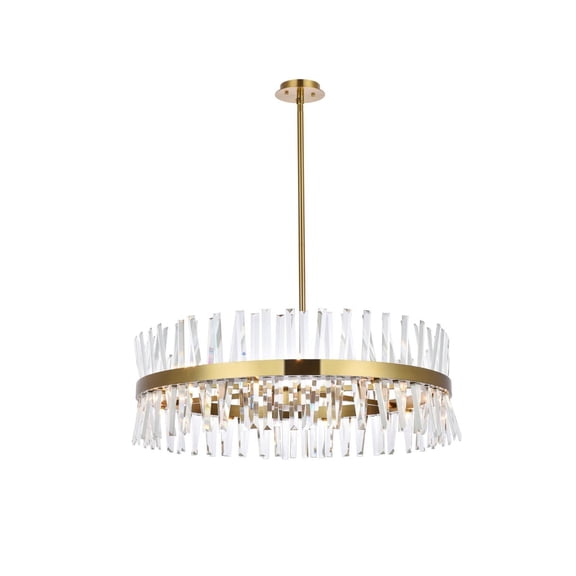Serephina 36 inch crystal round chandelier light in satin gold