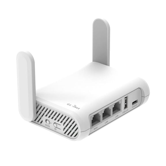 Enrutador WiFi GL.iNet Opal Blanco Gigabit Ethernet AC1200 de Doble Banda para Uso Público