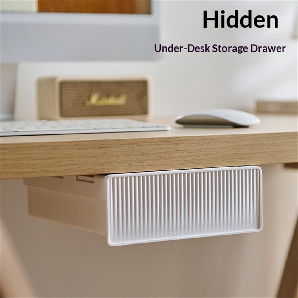 Under Desk Drawer - Large Under Table Hidden Drawer Desk Accessories & Workspace Organizers Desktop Storage Pencil Slide Out Organizer
