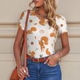 thumbnail image 6 of KLL Women 's Crew Neck Bodysuit Jumpsuits Cute Squirrel Fall Print Short onesies Stretch T Shirts, 6 of 7