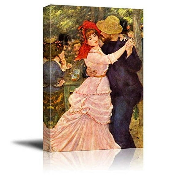 wall26 Canvas Print Wall Art Dance at Bougival by Pierre Renoir People Historic Illustrations Fine Art Traditional Scenic Colorful Multicolor Ultra for Living Room, Bedroom, Office - 16"x24"