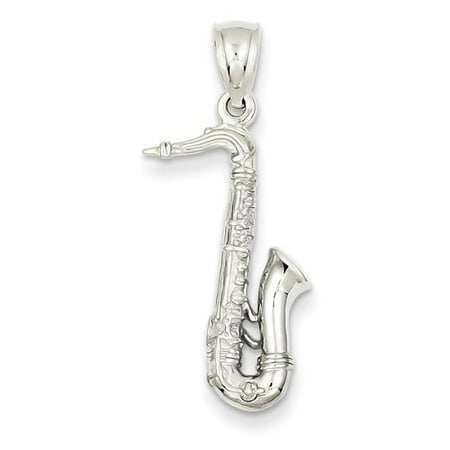 14k White Gold Musical Series 3-D Tenor Saxophone Pendant