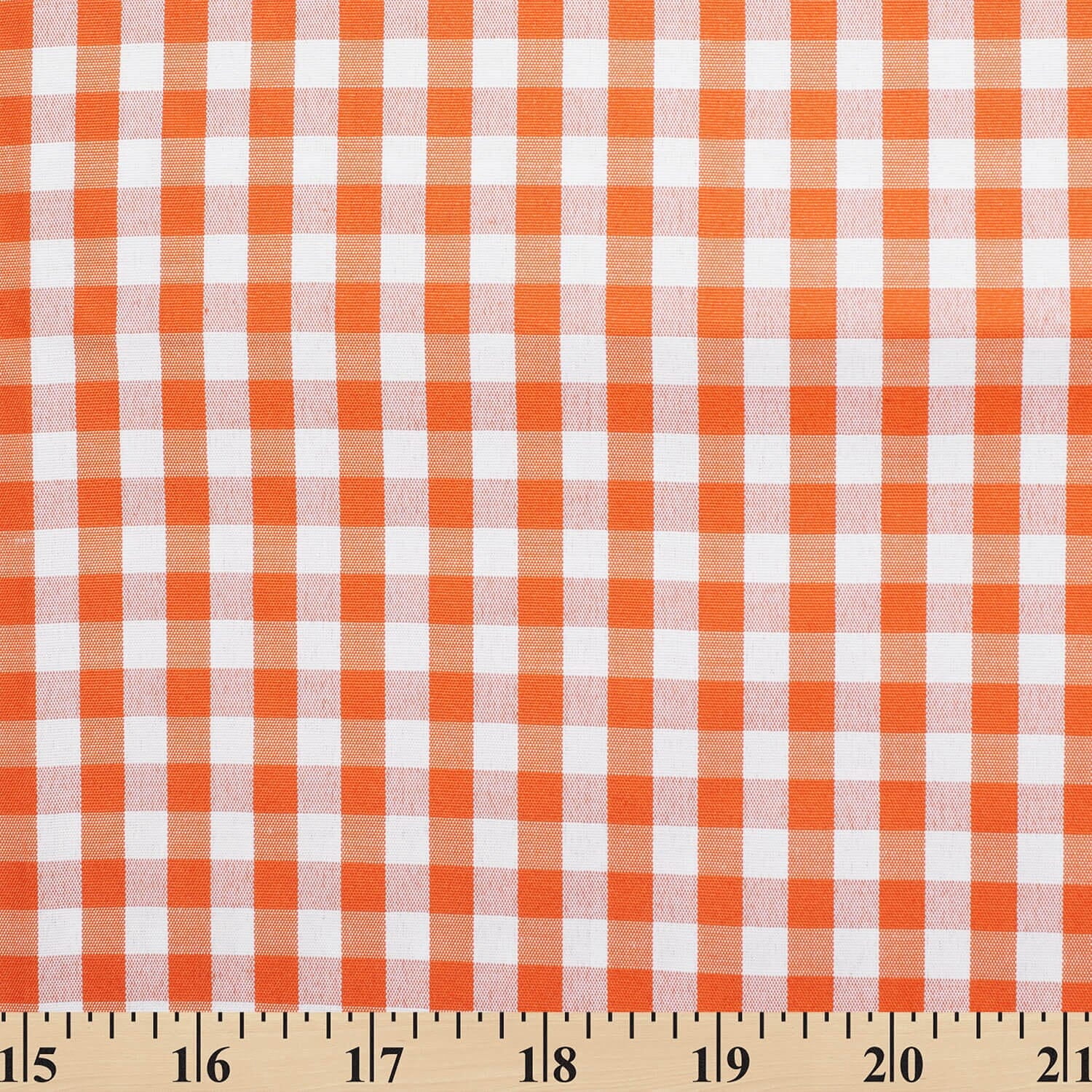 7 mm Gingham Checkered Lightweight Plaid Polyester Cotton Poplin Fabric By The Yard - For Sewing Apparel, Accessories, & Décor - Orange (10 Yards)