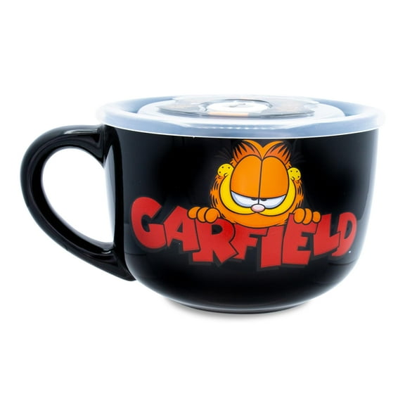 Garfield Perfect 24oz Ceramic Soup Mug w Vented Plastic Lid