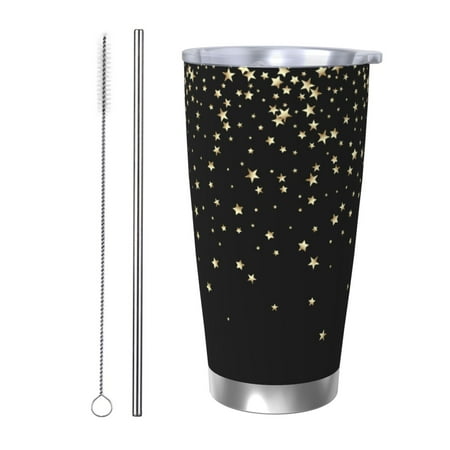

Qekee Star Silver Glitter Print 20OZ Car Cup Stainless Steel Vacuum Insulated Tumbler Tumbler Cup With Lid And Straw Travel Coffee Mug-Straw Two-piece Set