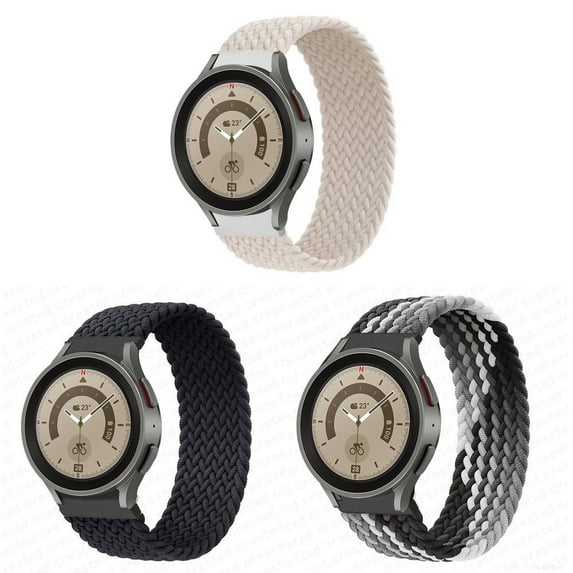 BRADCET (1/3Pack) 20mm Braided Solo Loop Nylon Bands for Samsung Galaxy Watch 5 5 40mm 44mm/ Watch 5 Pro 45mm Women Men, No Gaps Sports Band Wristband Bracelet for Galaxy Watch 4 Classic 42mm 46mm
