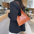 thumbnail image 4 of Sywqhk Moda Mujer Cocodrilo Patrón Triángulo Axila Bolso Pu Bolsos (Marrón) Sywqhk Para estrenar, 4 of 9