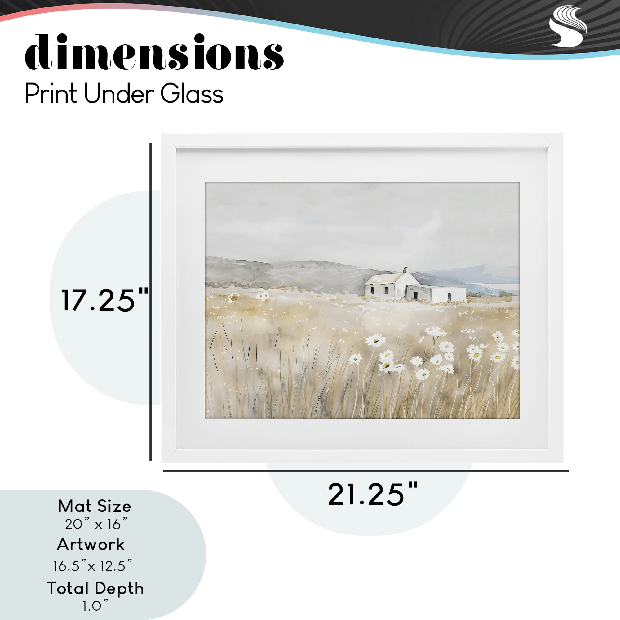 Stupell Industries Rustic Landscape Daisy Meadow White Framed Print Under Glass, design by Creative Studio