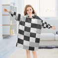 thumbnail image 5 of FORMRS Wearable Blanket Hoodie with Sleeves for Kids Cozy Flannel Sweatshirt, Black and Gray Plaid Pattern, 5 of 7