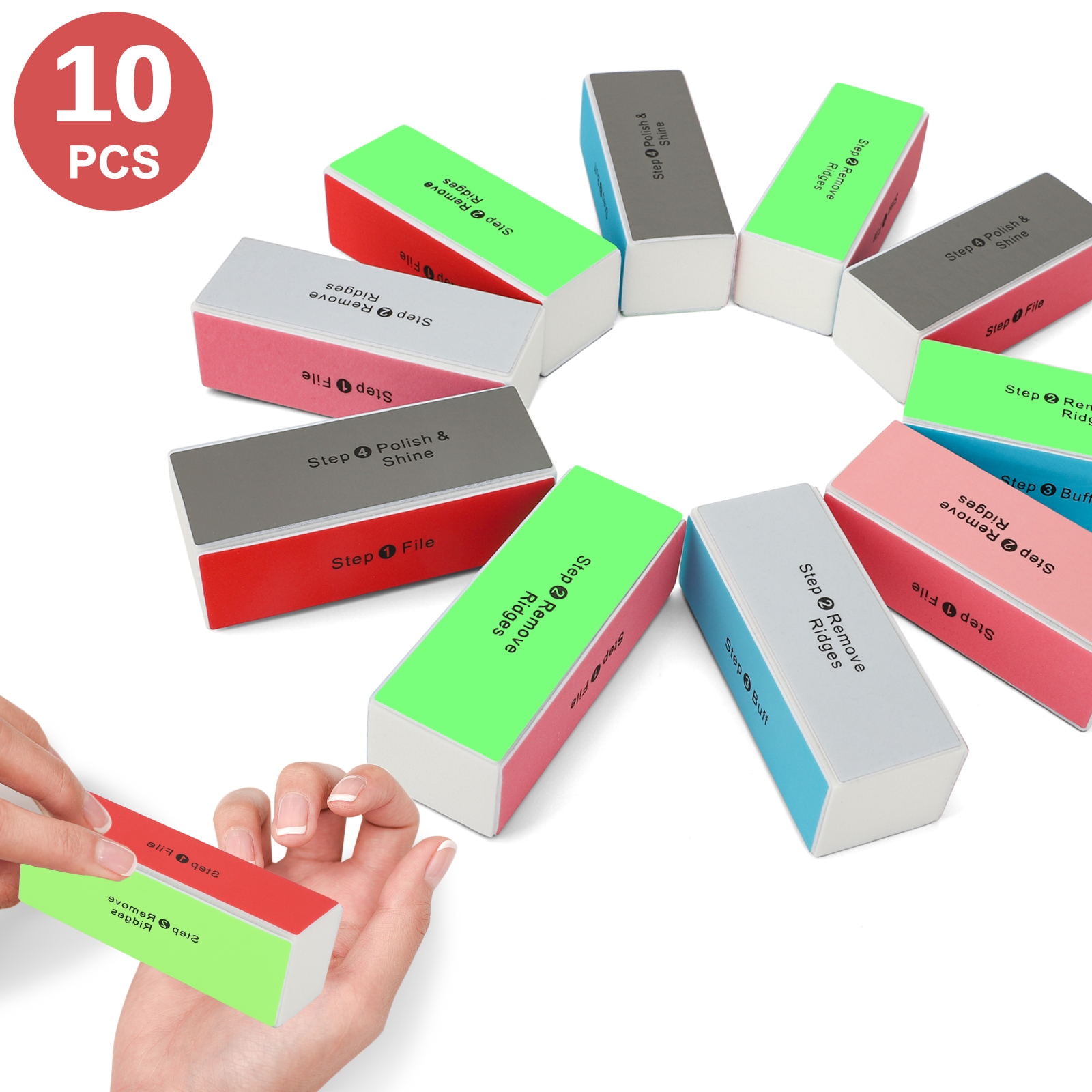 10pcs Nail Buffing Sanding Files, EEEkit 4 Steps Nail Files and Buffers