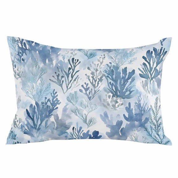 Seagrass Throw Pillow Cover 24 x 36 Inch Decorative Pillow Cover Ocean Blue Plants Watercolor Style Lumbar Pillowcase Seasonal Rectangle Cushion Case for Couch Sofa Bed Living Room