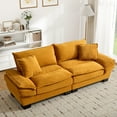 thumbnail image 2 of Muumblus 80"L Corduroy Loveseat, Upholstered Sleeper Sofa for Living Room, 2-Seater Plush Deep Seat Sofa, Yellow, 2 of 8