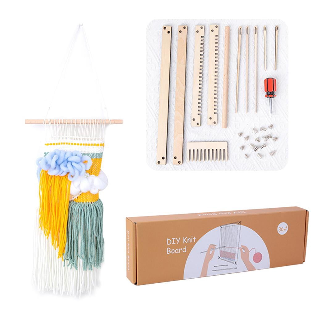 Yunhgft Wooden Weaving Loom Kit Multi-Craft with Needle Included Wool Yarn DIY Hand-Knitted Machine Tapestry Looms for Kids Adult Beginners