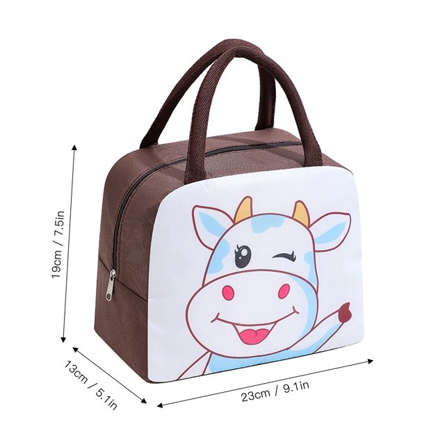 Lunch Bag, Insulation Lining Cute Lunch Bag With Handle for Women ,Tiger,,Cows