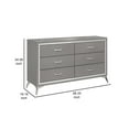 thumbnail image 5 of Benjara Sami 58 Inch Wide Dresser, 6 Drawers, Mirror Trim, Embossed Texture, Gray, 5 of 5