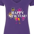 thumbnail image 4 of Inktastic Happy New Year with Hat Fireworks and Wine Glasses Women's V-Neck T-Shirt, 4 of 5