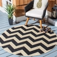 thumbnail image 3 of Safavieh Courtyard Bailey Chevron Indoor/Outdoor Area Rug, Black/Beige, 6'7" x 6'7" Round, 3 of 10
