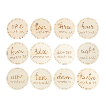 

Hemoton 12pcs Baby Birth Month Number Cards Birthday Creative Infant Commemorate Milestone Photography Props (Round English Letter)