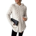 thumbnail image 1 of Sudadera con Capucha de Jacquard de Larga en Color Liso para Mujer, Chaqueta Ajustada con Cordón de Felpa. Albaricoque M, 1 of 9