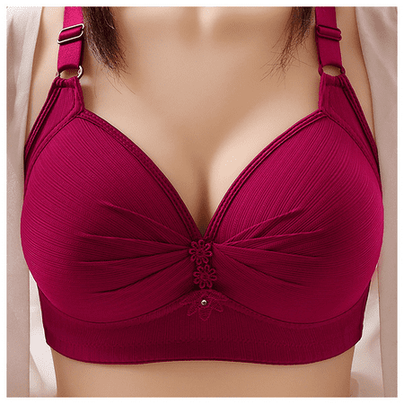 Fulorrnie Bras for Women Full Coverage No Underwire Comfort Supportive Front Closure V Neck T Shirt Balconette Bra 42