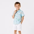 thumbnail image 3 of LiitleSpring Little Boys Hawaiian Shirts Size 7-8 Button Up Summer Shirt Beach Holiday Casual Cartoon Shark Ocean Lightweight, 3 of 6