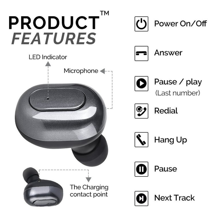 Mini Wireless Earbuds Bluetooth Earpiece Headphone Noise