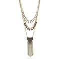 thumbnail image 2 of TAZZA WOMEN'S GOLD OXIDIZED ANTIQUE LOOK VINTAGE BOHO CRYSTAL AND TASSEL LAYERED NECKLACE, 2 of 2