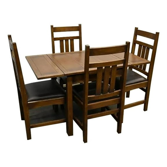 Crafters and Weavers Arts and Crafts Solid Wood Kitchen Table Set in Walnut/Oak