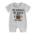 thumbnail image 2 of Miaouyo Infant Baby Boys Summer Casual Romper Short Sleeve Round Neck Letter and Rugby Print Jumpsuit,0-18 Months, 2 of 9