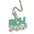 thumbnail image 2 of 14K Gold Finish Simulated Diamond Iced Out Hip Hop Rich Money Bags Rapper Charm Pendant Necklace, Gift For him, Glow in the dark, Enamel, 2 of 4