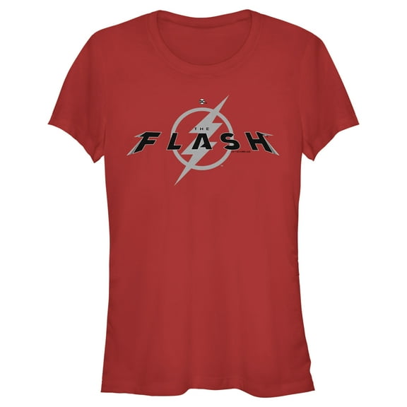Junior's The Flash Black Official Logo  Graphic Tee Red Large