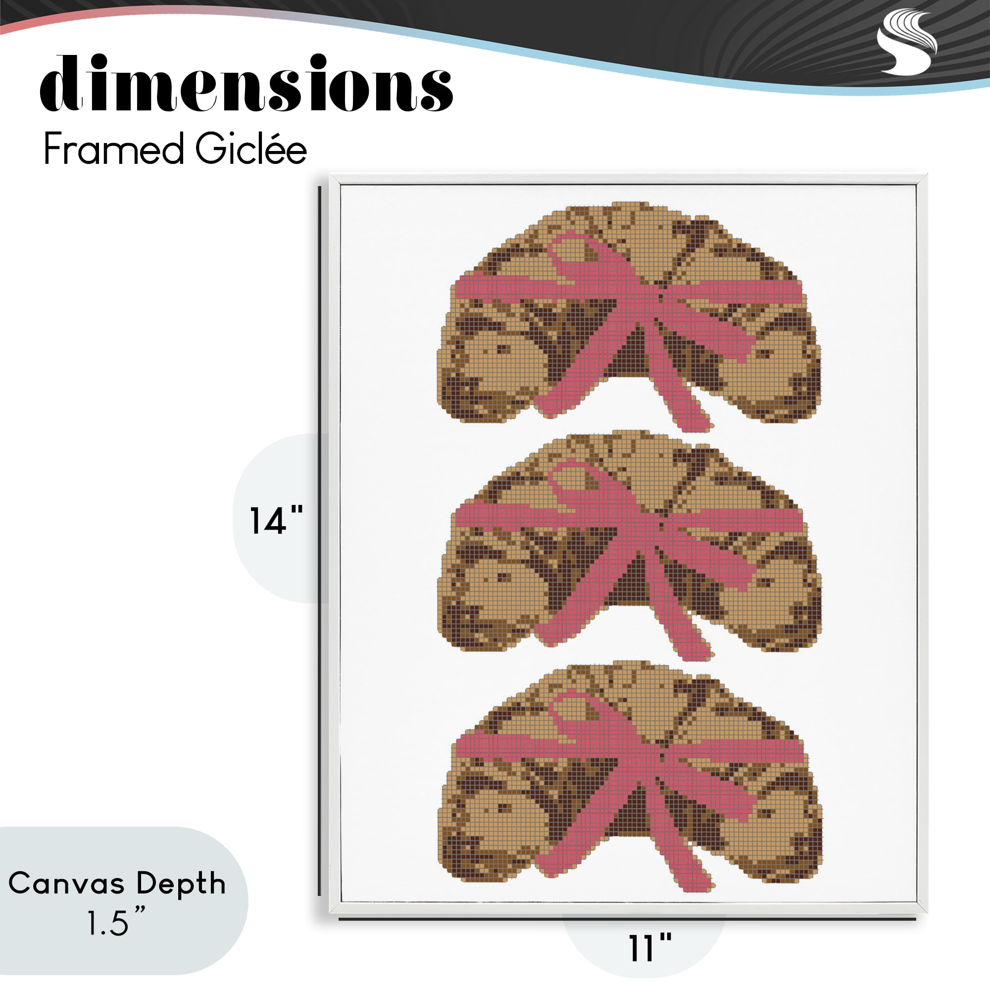 Stupell Industries Trio of Ribbon Croissants White Framed Giclee Art, design by Lil' Rue