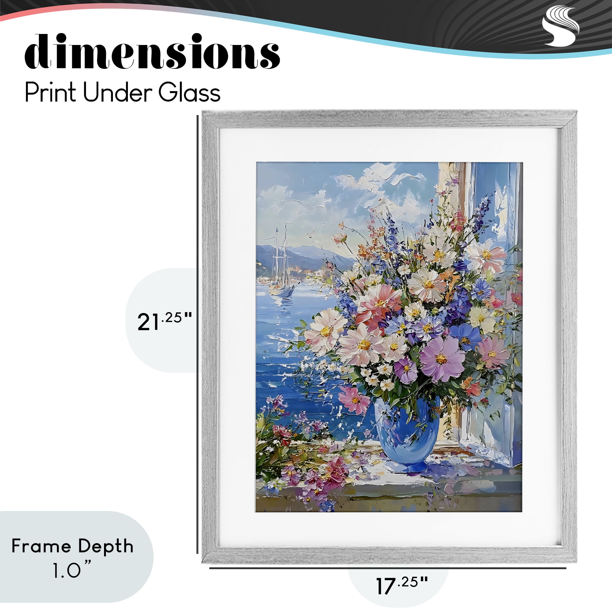 Stupell Industries Beautiful Bouquet on Ledge Gray Framed Print Under Glass, design by Creative Studio