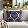 thumbnail image 3 of Throw Pillow Covers - Set of 4 Embroidered Decorative Cushion Case for Home Decor Sofa Couch Chair Bed Patio Living Room Bedroom Car Office Study - Blue Brown, 14x20 Inches, 3 of 9