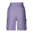 thumbnail image 6 of ZHYou Cargo Shorts for Women Casual Baggy Fit Drawstring Pull On Summer Shorts with Side Flap Pockets,Purple,Size S, 6 of 6