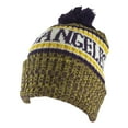 thumbnail image 2 of Top Headwear Los Angeles Winter Striped Beanie w/ Pom - Gold/Purple, 2 of 4
