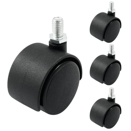 4pcs 1.5 Inch Swivel Caster Wheels, Black Nylon M8 Threaded Stem Caster Wheels, Heavy Duty Swivel Stem Casters Wheel Replacement for Furniture, Table, Cabinet, Shelf